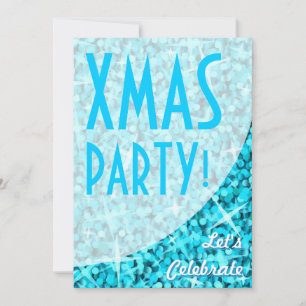Convite Curva azul Glitz "Festa de Natal!"convite