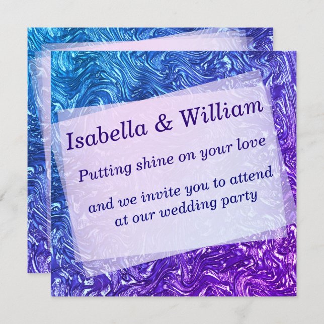 Convite Curvas texturizadas de azul a violeta (Frente/Verso)