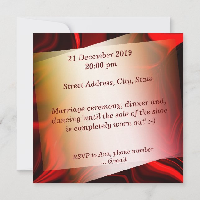 Convite Curvas vermelhas e escuras sobre fundo escuro (Verso)