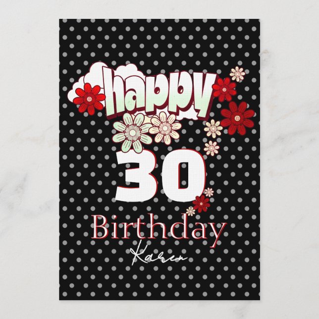 Convite Custom Age & Name Vibrant Birthday Party (Verso)