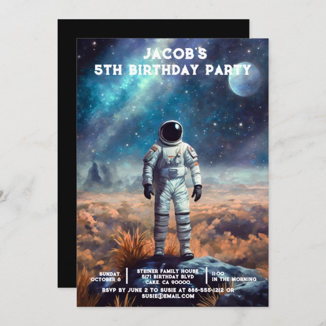 Convite Custom Age Outer Space Birthday Party Invitations (Frente/Verso)