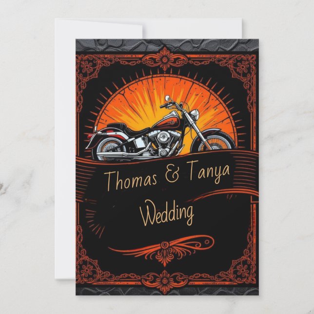 Convite Custom Biker Wedding Invitation (Frente)