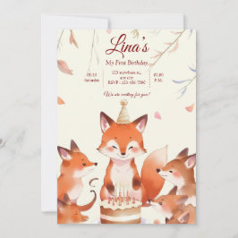 Convite Custom Birthday Invitation with Cute Foxes