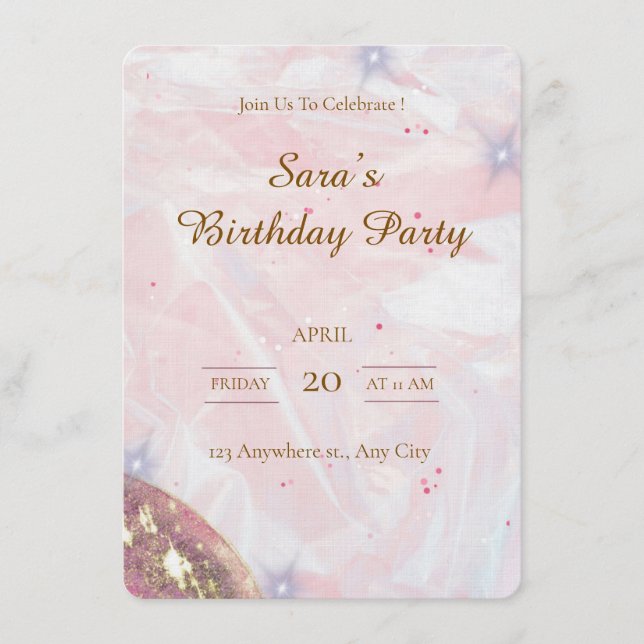 Convite Custom Birthday Party Invitation (Frente)