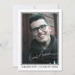 Convite Custom Black & White Graduate Photo Announcement