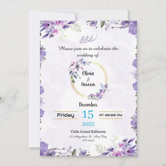 Convite Custom Cedding Invitation Design (Frente)