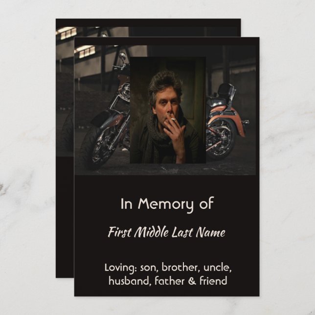 Convite Custom Celebration of Life Service Invite Biker (Frente/Verso)