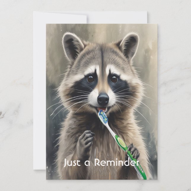 Convite Custom Check up Reminder Dentist Fun Raccoon (Frente)