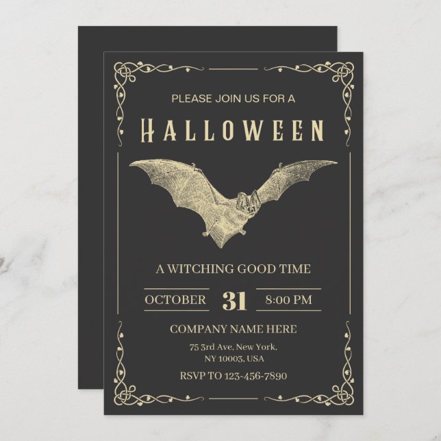 Convite Custom Company Halloween Party (Frente/Verso)