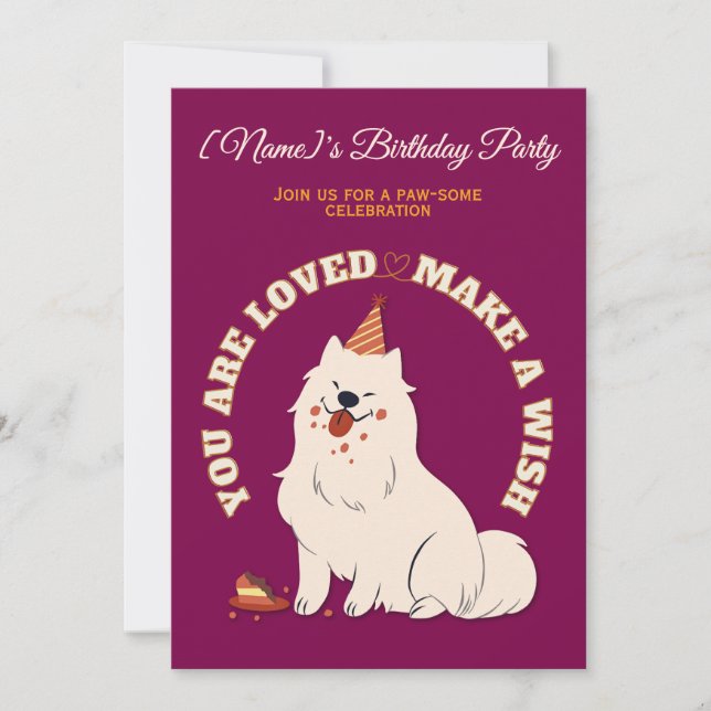 Convite Custom Dog Birthday Party Invite Make A Wish (Frente)