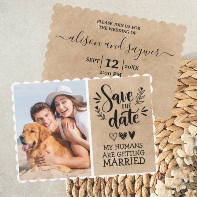Convite Custom Dog Pet Photo Rustic Save the Date Funny (Criador carregado)