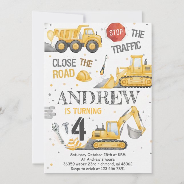 Convite Custom Dump Truck Birthday for boys Invitation (Frente)