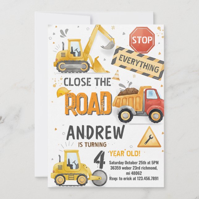 Convite Custom Dump Truck Birthday for boys Invitation (Frente)