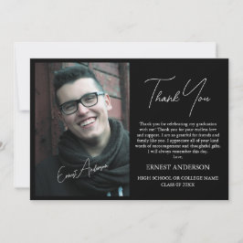 Convite Custom Elegant Photo Graduation Thank You Card