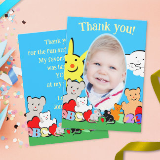 Convite Custom Fun Cute Animals Birthday Thank You Card