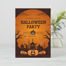 Custom Halloween Party Invitation Card Pumpkin