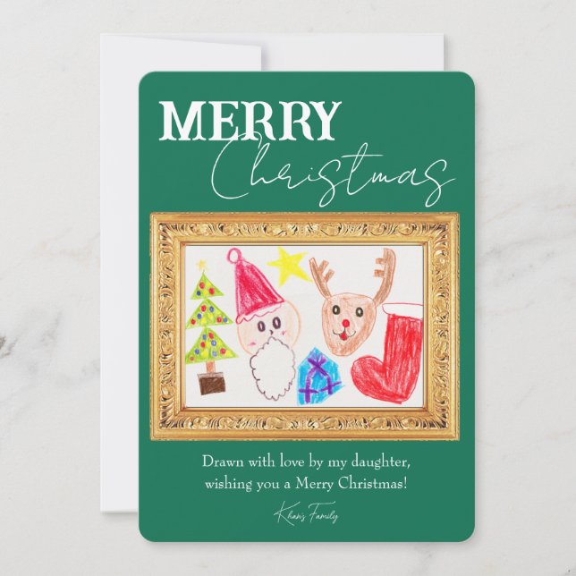 Convite Custom Kids Art Christmas Card (Frente)
