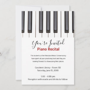 Convite Custom Kids Piano Recital Invitation