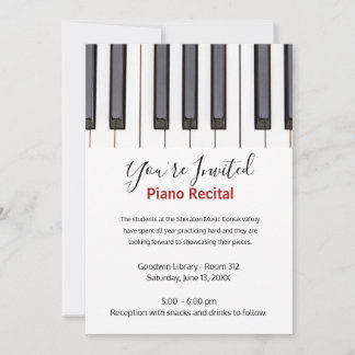 Convite Custom Kids Piano Recital Invitation