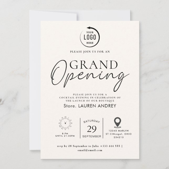 Convite Custom Logo Business Open House Invitation (Frente)