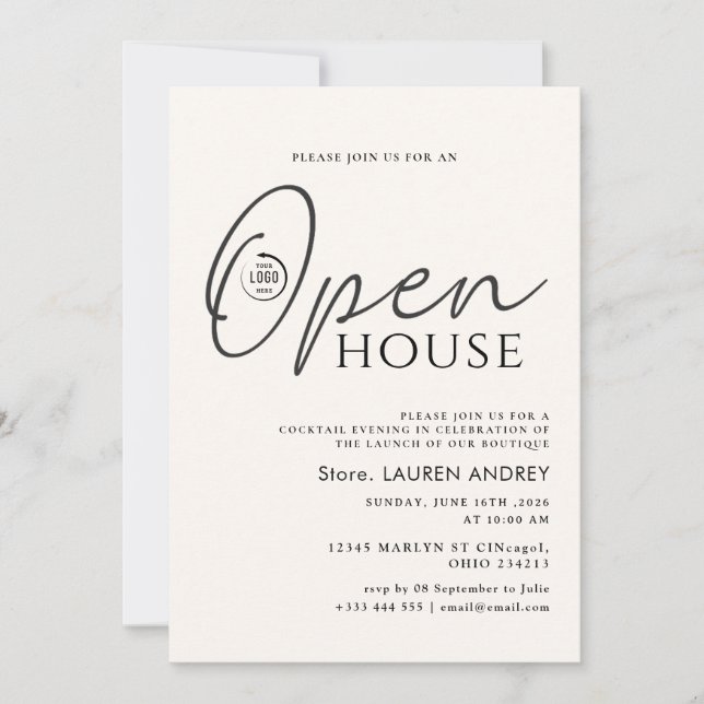 Convite Custom Logo Business Open House Invitation (Frente)