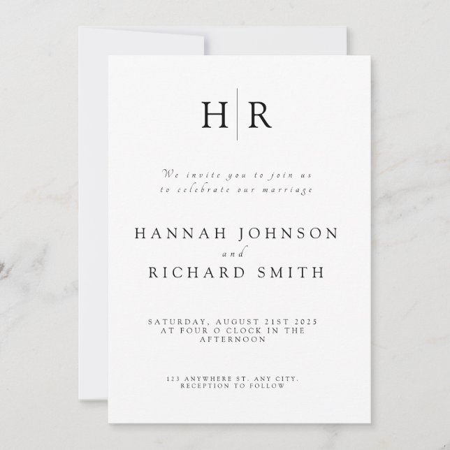Convite Custom Minimalist Wedding Invitation (Frente)