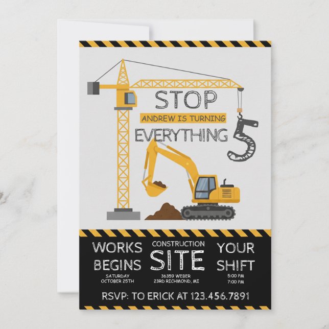 Convite Custom Modern Dump Truck birthday party (Frente)