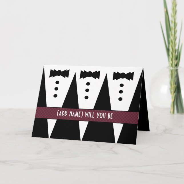 Convite CUSTOM NAME Best Man Invitation -Three Tuxedos (Frente)