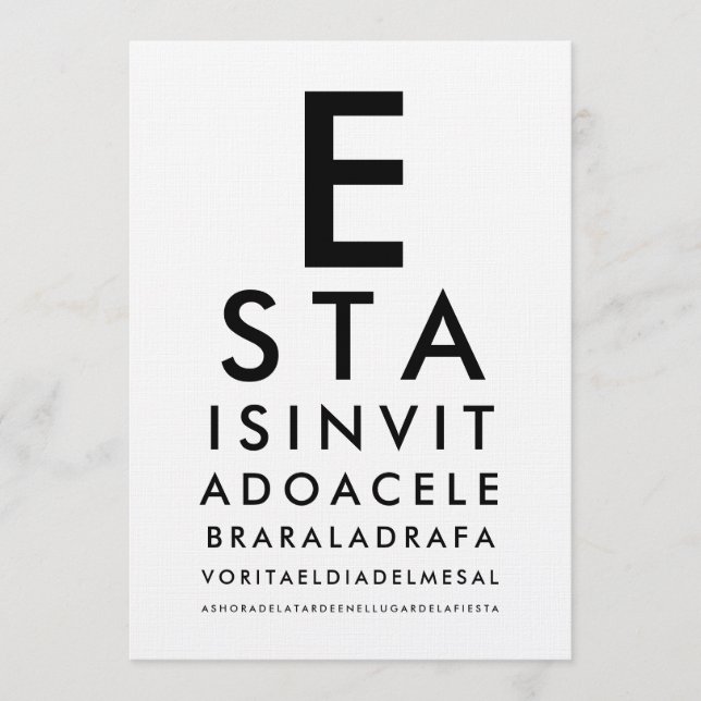 Convite Custom Ophthalmology Optometry Eye Chart (Frente)