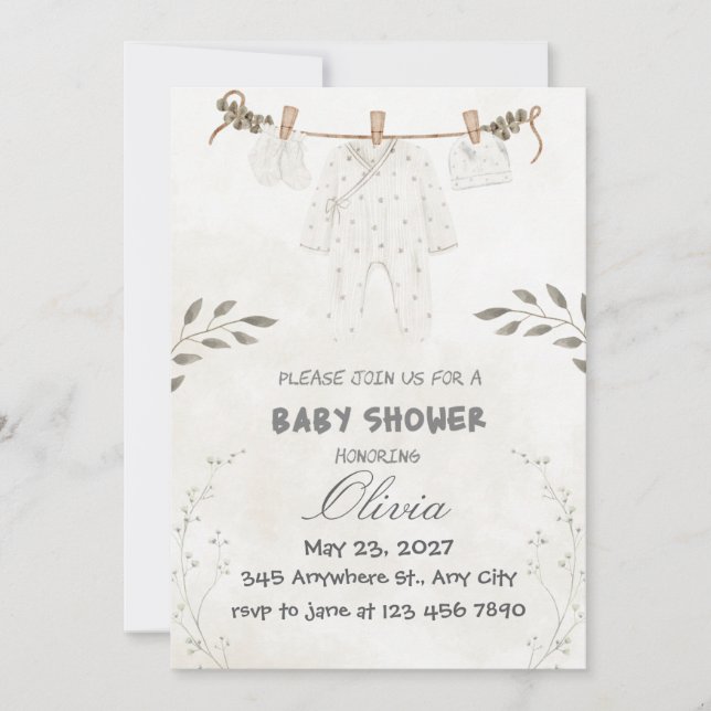Convite Custom Personalize Cute Baby Shower (Frente)