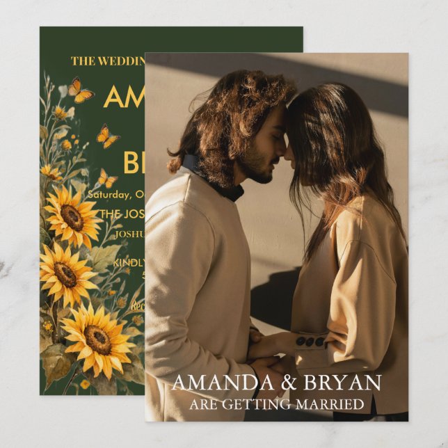 Convite Custom Photo Boho Wedding Invites  (Frente/Verso)