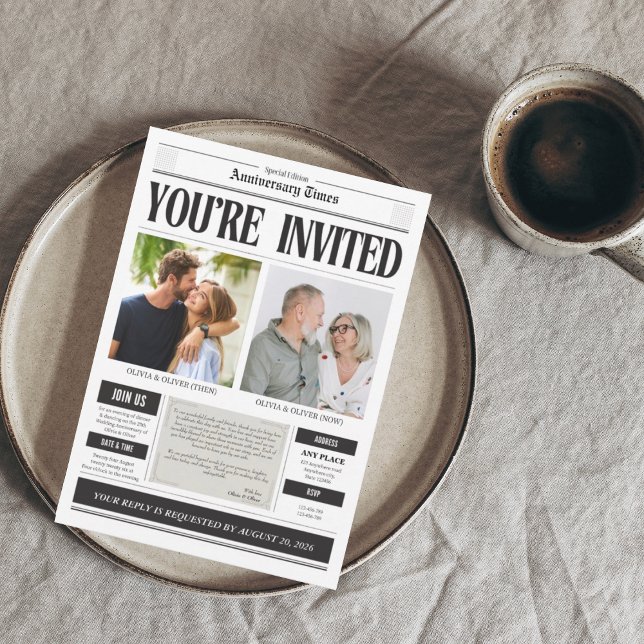 Convite Custom photo newspaper anniversary (Criador carregado)