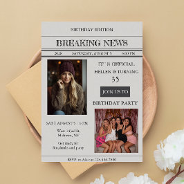 Convite Custom Photo Newspaper Style Birthday Invitation