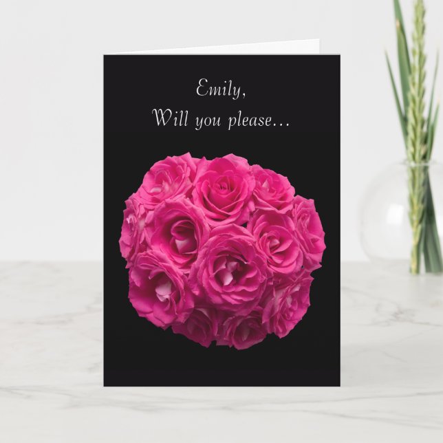 Convite Custom Pink Roses Flower Girl Card (Frente)