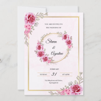 Convite Custom Pink Wedding Invitation | Editable