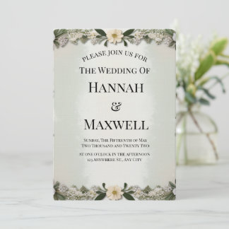 Convite Custom Soft White Floral Invitation Template