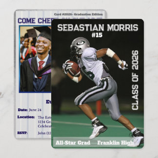 Convite Custom Sports Trading Card Graduation Invitation