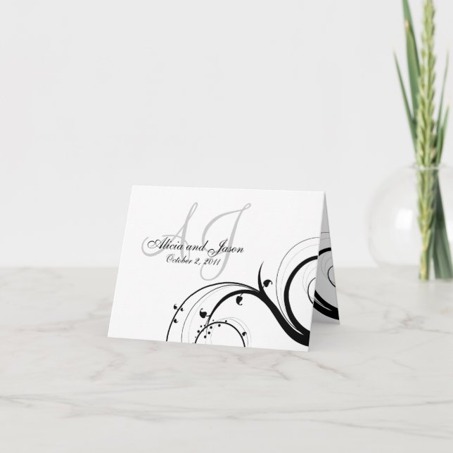 Convite Custom Swirl Wedding RSVP Note Cards (Frente)