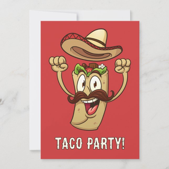 Convite Custom Text Taco Party (Frente)