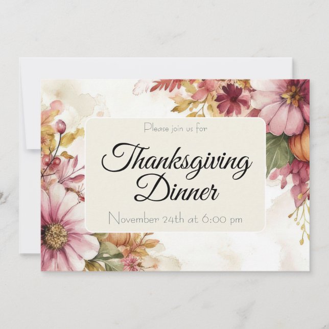 Convite Custom Thanksgiving Dinner Pumpkin Invitation (Frente)