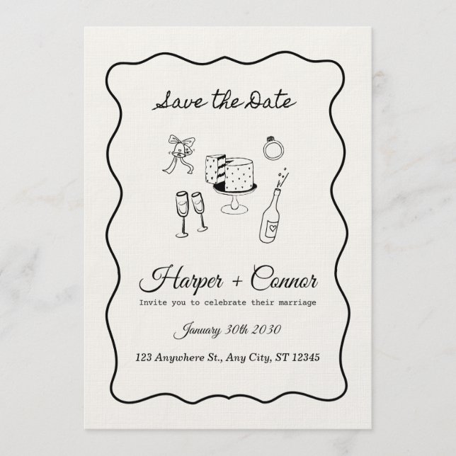 Convite Custom Wedding Invitation – Personalized Elegant  (Frente)