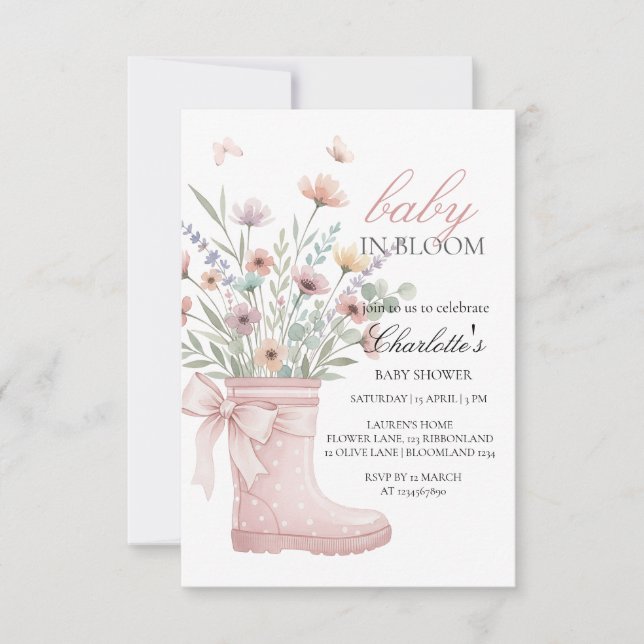 Convite custom wildflowers floral invitations tepmplate (Frente)