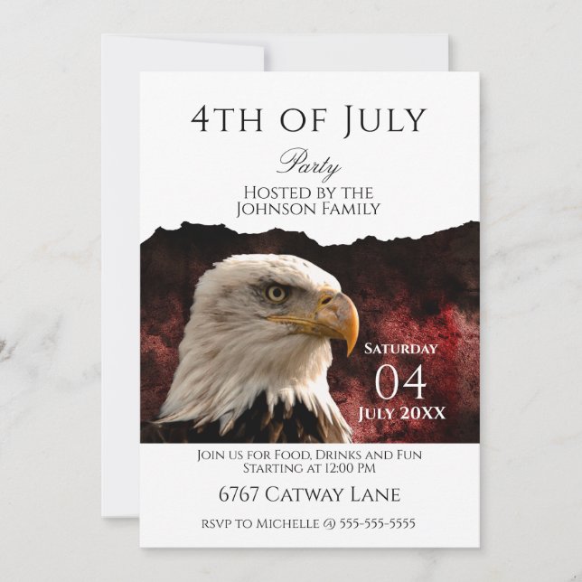 Convite Customizable 4th of July Party Invitation (Frente)
