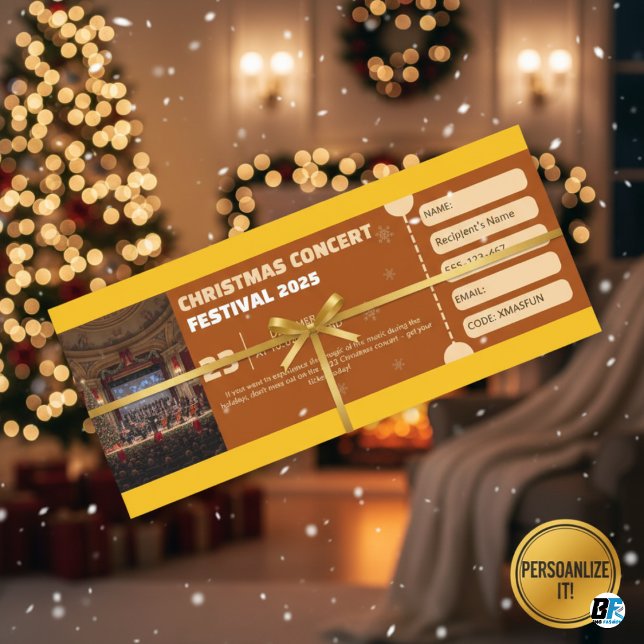 Convite Customizable Christmas Concert Festival Gift TickT (CHRISTMAS FESTIVAL CONCERT)
