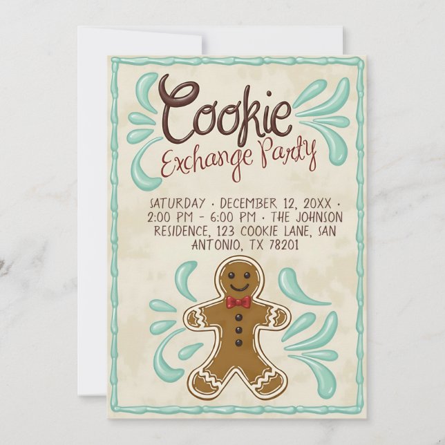 Convite Customizable Christmas Cookie Exchange Party  (Frente)