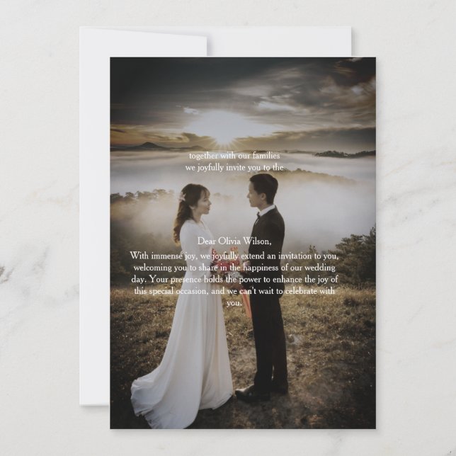 Convite Customizable Elegant Photo Wedding Invitation  (Frente)