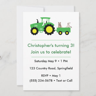 Convite Customizable Farm Tractor Birthday Invitation