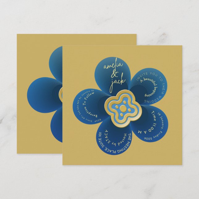 Convite Customizable Flower Die-Cut Unique Marriage Announ (Frente/Verso)