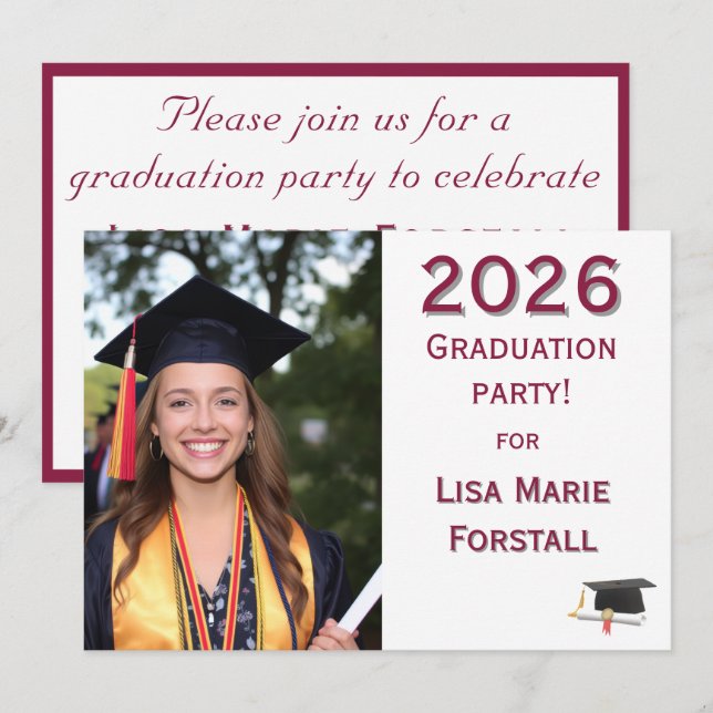 Convite Customizable Graduation  (Frente/Verso)