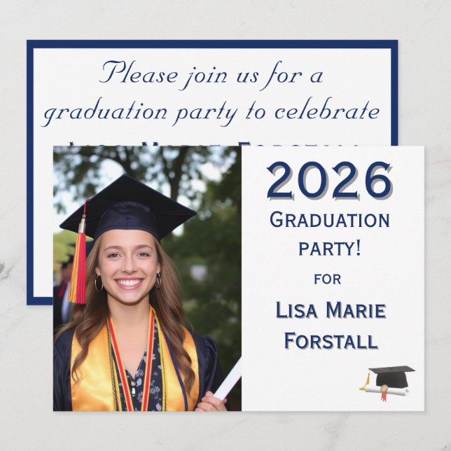 Convite Customizable Graduation  (Frente/Verso)